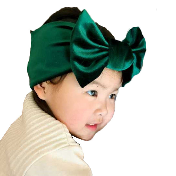 Green Pleuche Baby Headband
