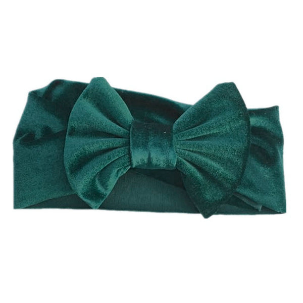 Green Pleuche Baby Headband