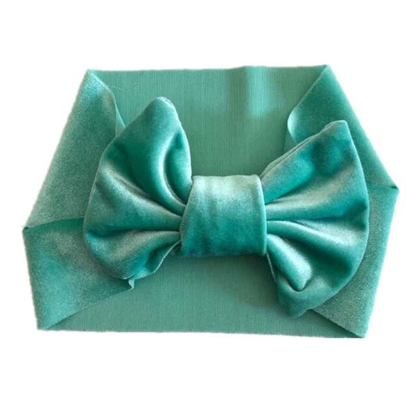 Green Pleuche Baby Headband